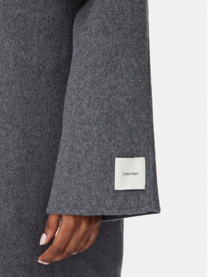 Calvin Klein Płaszcz wełniany Long LV044H538G Szary Regular Fit