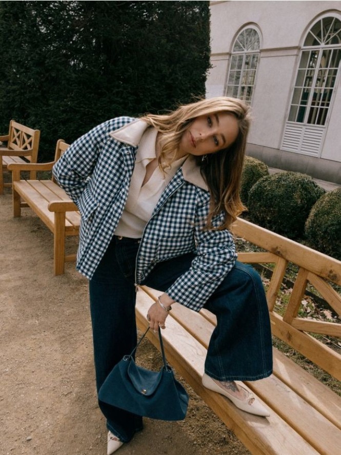 Skórzane baleriny z kokardką - złamana biel