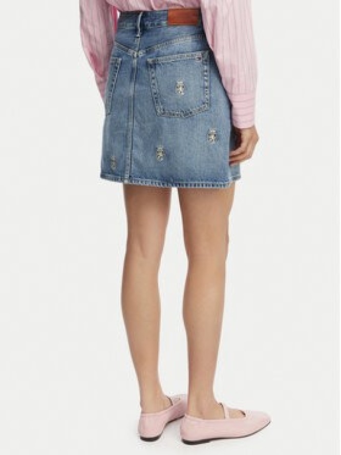 Tommy Hilfiger Spódnica jeansowa TH Crest Embroidery WW0WW50623 Niebieski Regular Fit