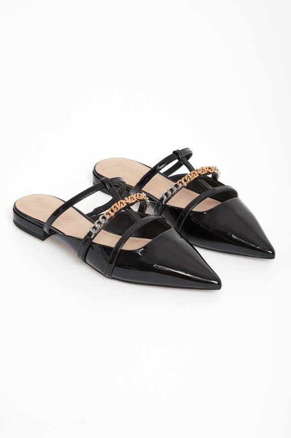 Klapki damskie z lakierowanej skóry PINKO