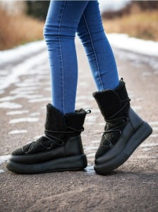 Śniegowce na grubej podeszwie - czarny