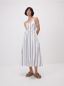 Bawełniana sukienka midi - złamana biel