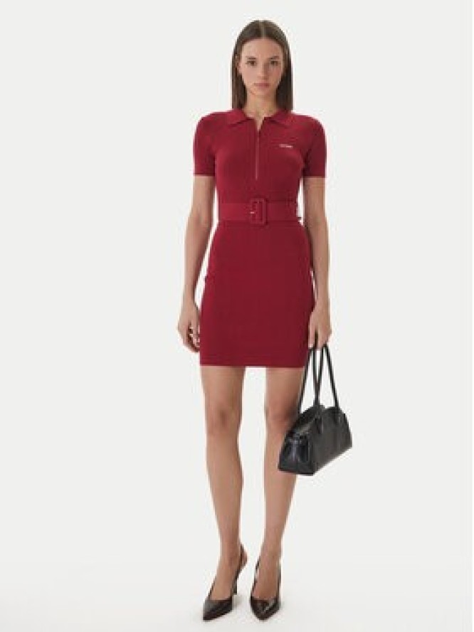 Guess Sukienka dzianinowa V6RK08 Z4642 Bordowy Slim Fit