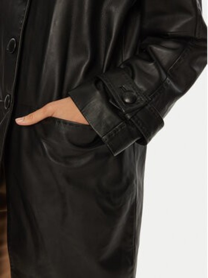 Luisa Spagnoli Kurtka skórzana Superbo 541221 Czarny Loose Fit