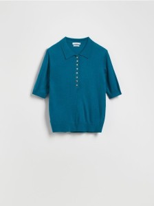 Sweter z wełną - ciemny turkus