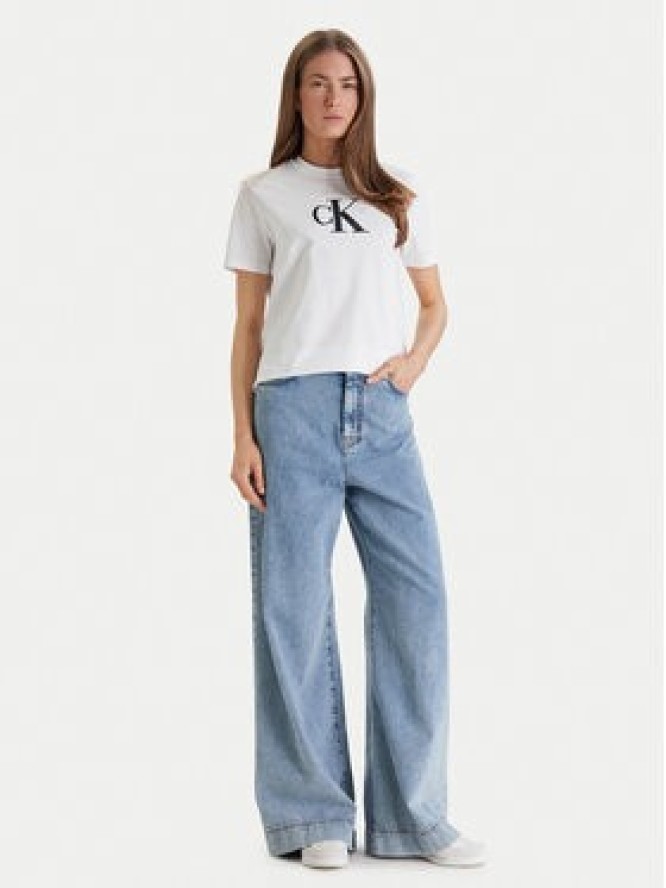 Calvin Klein Jeans T-Shirt Graphic LV044E215G Biały Regular Fit