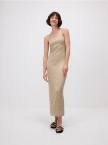 Sukienka z aplikacją - beżowy