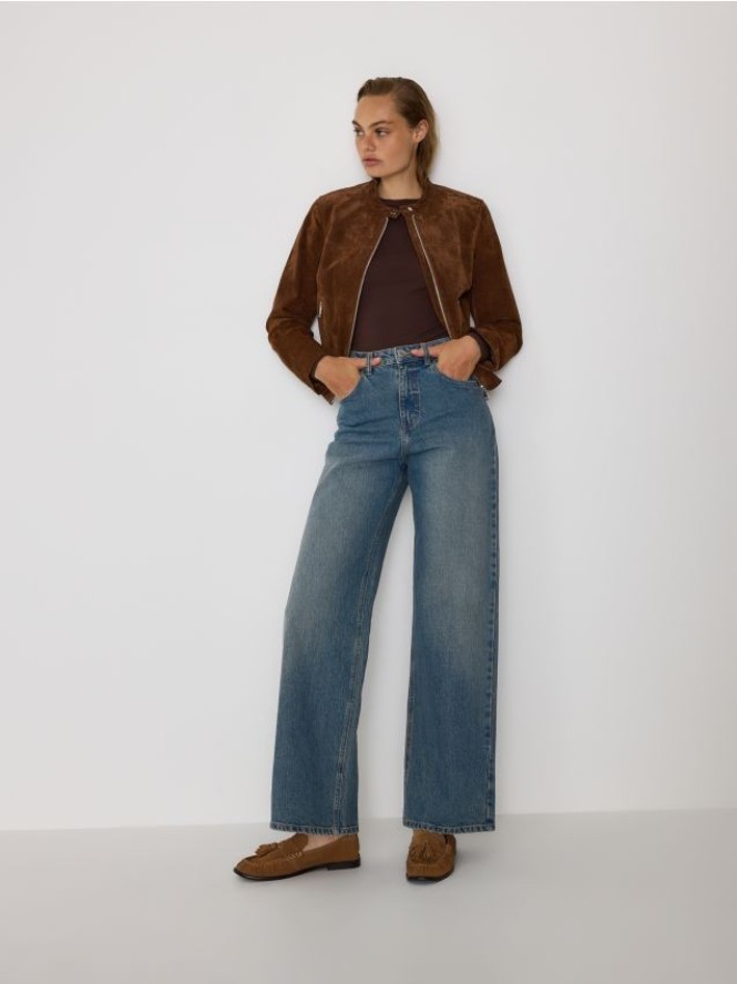 Jeansy wide leg - niebieski