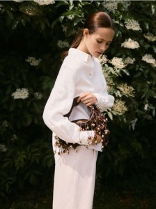 Torebka z koralikami - ciemnobrązowy