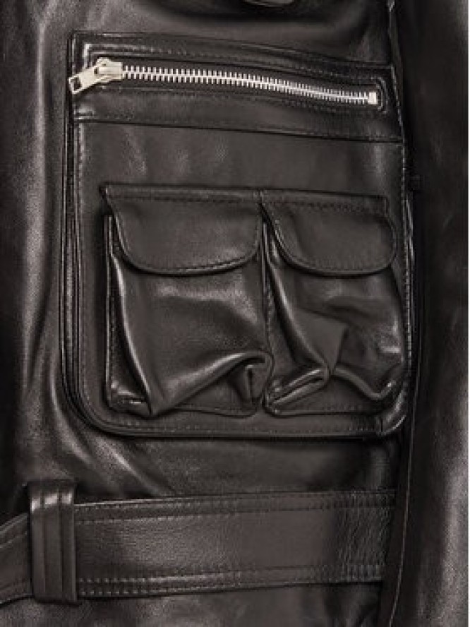 NEW ROCK Kurtka skórzana W-NRLMJ078-S1 Czarny Regular Fit