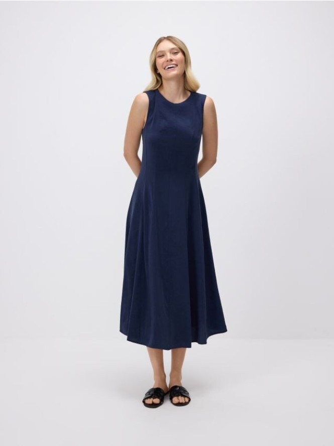 Sukienka midi z modalem - granatowy