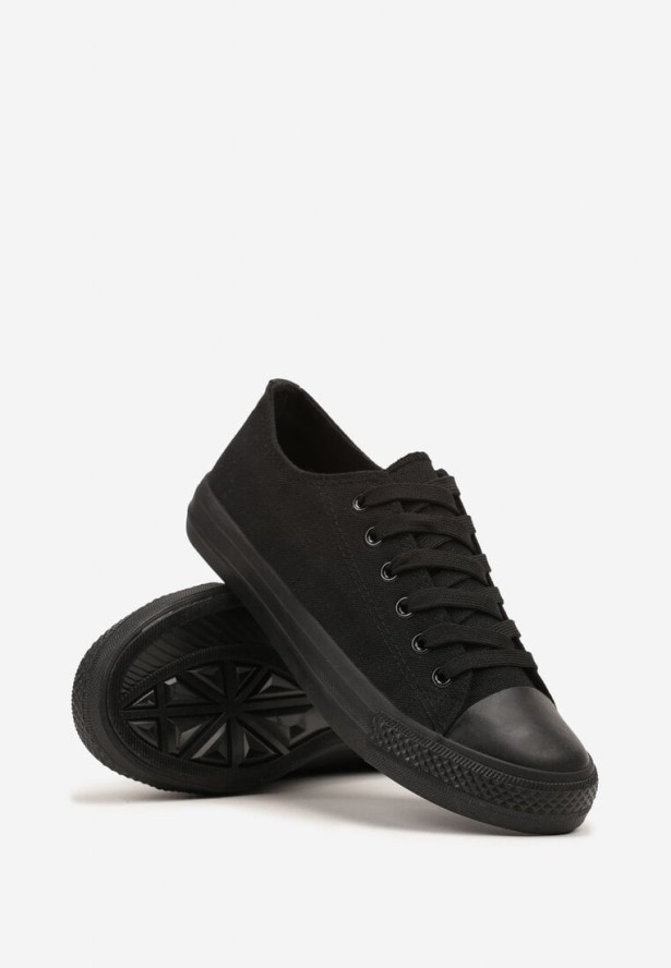 Czarne Klasyczne Trampki Vices Sznurowane Przed Kostkę Elleriome