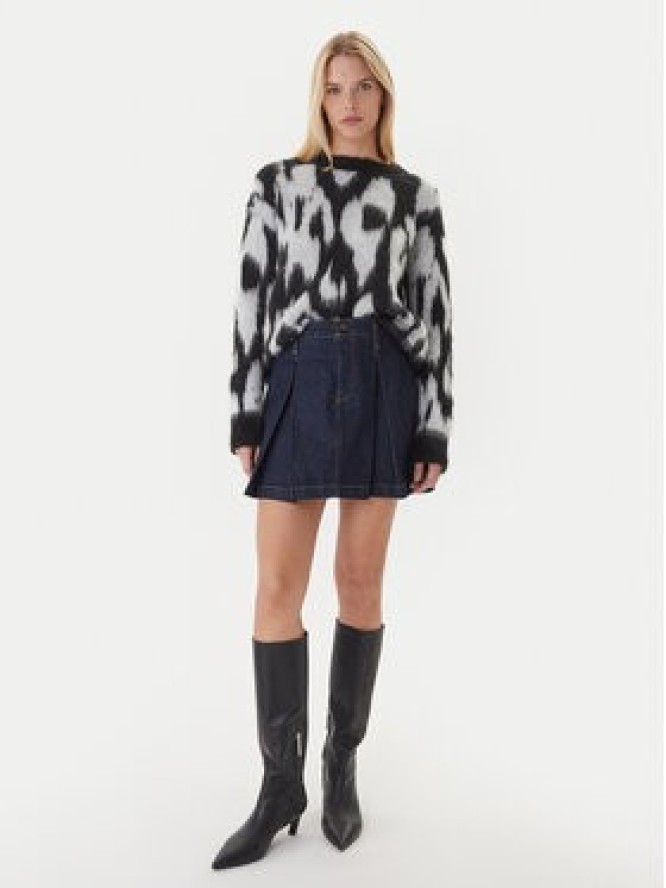 Calvin Klein Sweter Brushed Hairy LV044D343G Czarny Regular Fit