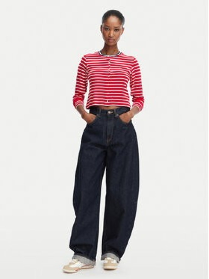 Tommy Jeans Kardigan DW0DW22805 Czerwony Slim Fit