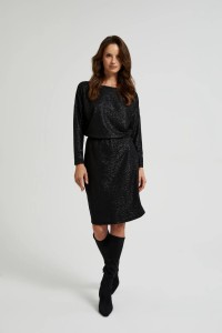 Błyszcząca sukienka o długości przed kolana czarna