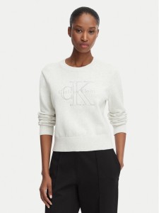 Calvin Klein Jeans Sweter LV047G322G Kremowy Regular Fit