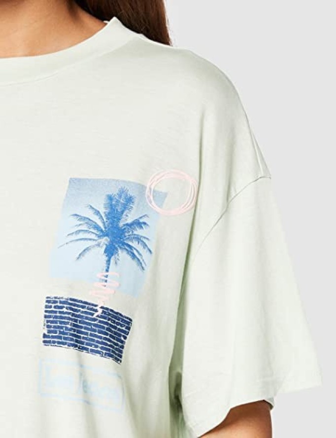 LEE OVERSIZED TEE DAMSKI T-SHIRT KOSZULKA BOYFRIEND FIT SUMMER GREEN L41SBYNK 112109155