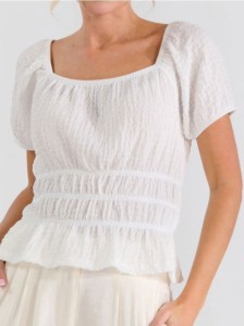 Bluzka z marszczeniami - kremowy