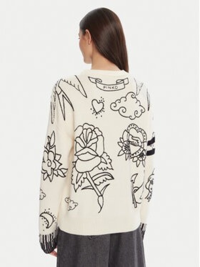 PINKO Sweter Andros 105427 A2PK Écru Regular Fit