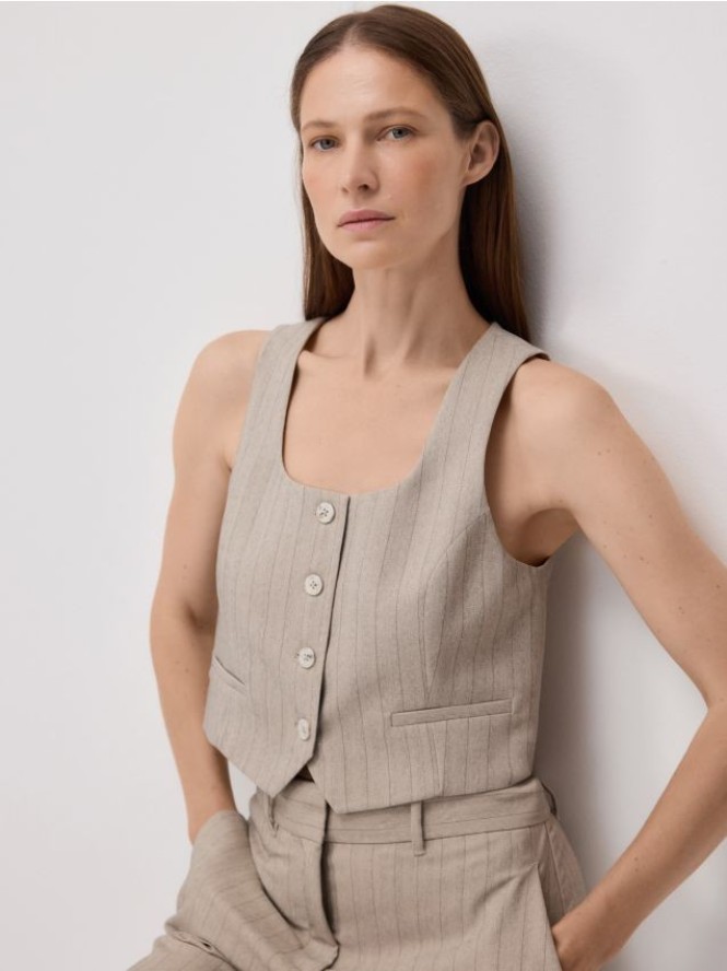 Krótka kamizelka garniturowa - wielobarwny