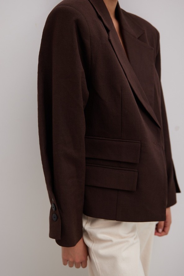 Marynarka o prostym kroju w kolorze INTENSE BROWN - RICHMOND