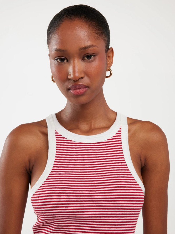 Koszulka damska na ramiączkach w prążek biało-czerwona Livia 603