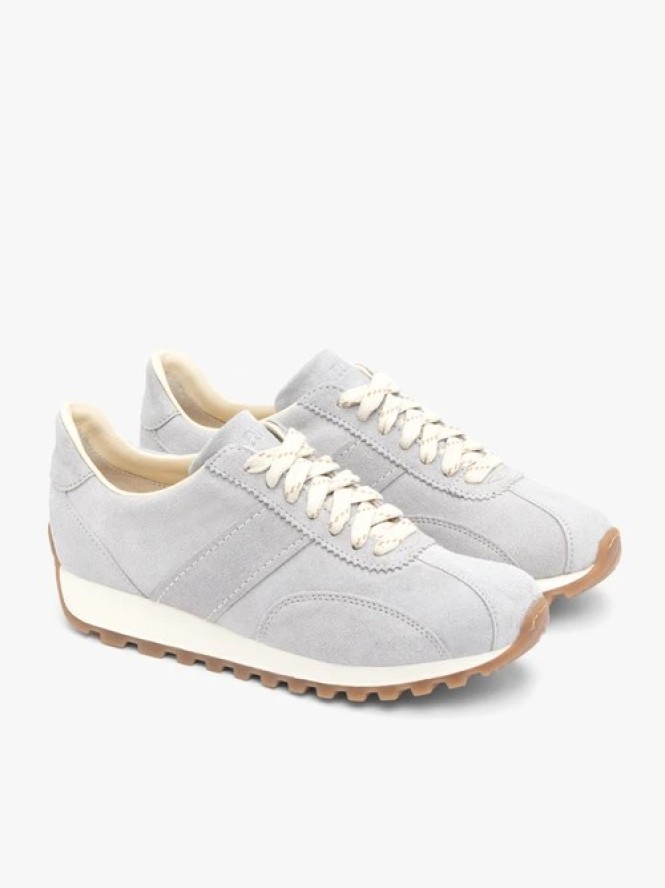 Szare buty sportowe ze skóry welurowej