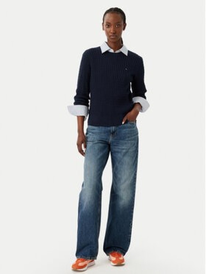 Tommy Hilfiger Sweter Fine WW0WW44993 Granatowy Regular Fit