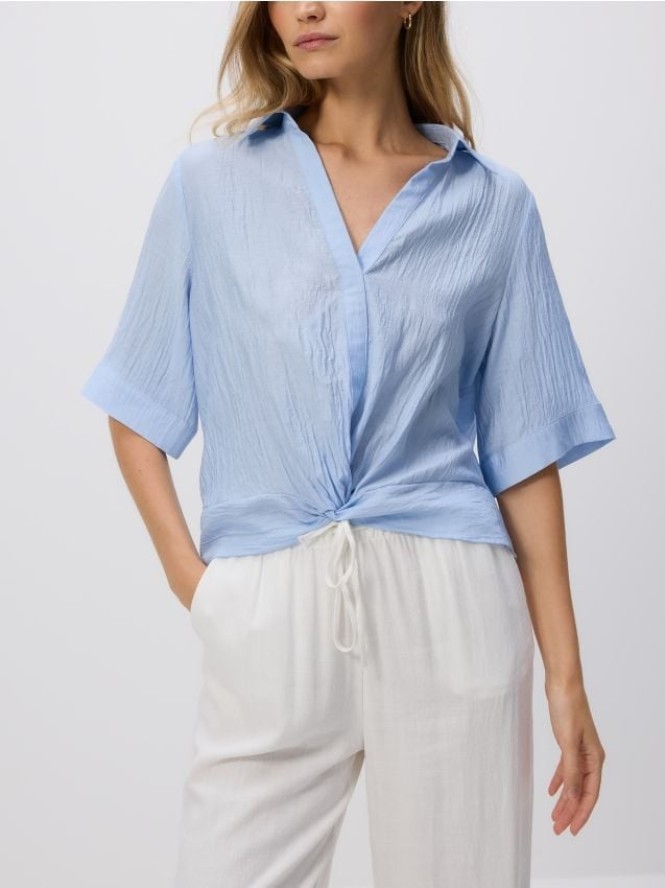 Koszula z efektem gniecenia - jasnoniebieski