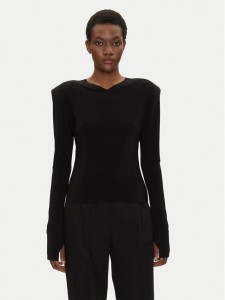 NORMA KAMALI Bluzka KK4246PLF32001 Czarny Regular Fit