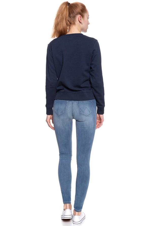 BLUZA WRANGLER DAMSKA LOGO CREW NAVY W6087HY35 112130466