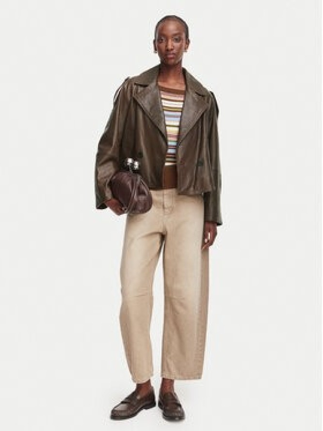 Weekend Max Mara Kurtka skórzana Felino 2625446051 Brązowy ciemny Regular Fit