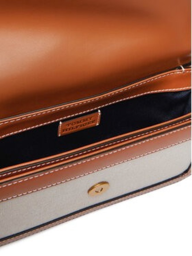 Tommy Hilfiger Torebka Th Script Flap Crossover Canvas AW0AW18737 Kremowy