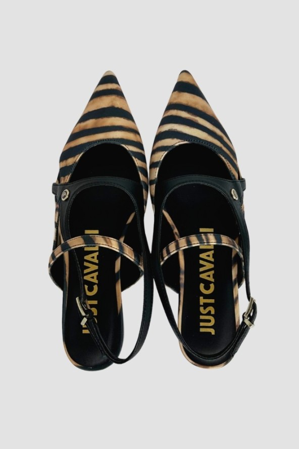 JUST CAVALLI Czarne damskie sandały Frina, Rozmiar 37