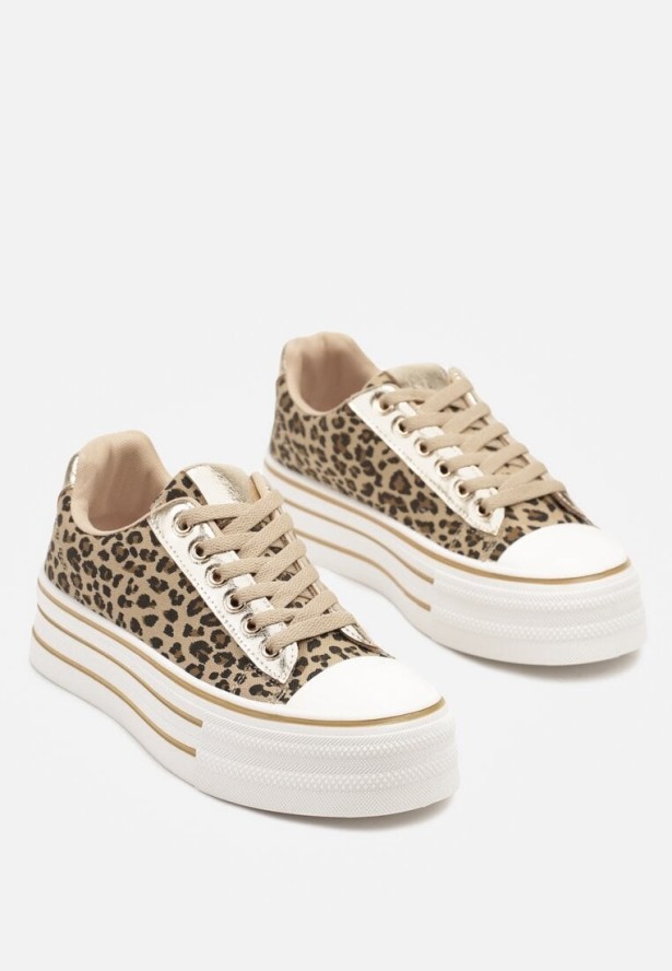 Panterkowe Casualowe Trampki na Grubej Podeszwie Peliren