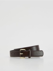 Pasek z łączonych materiałów - ciemnobrązowy