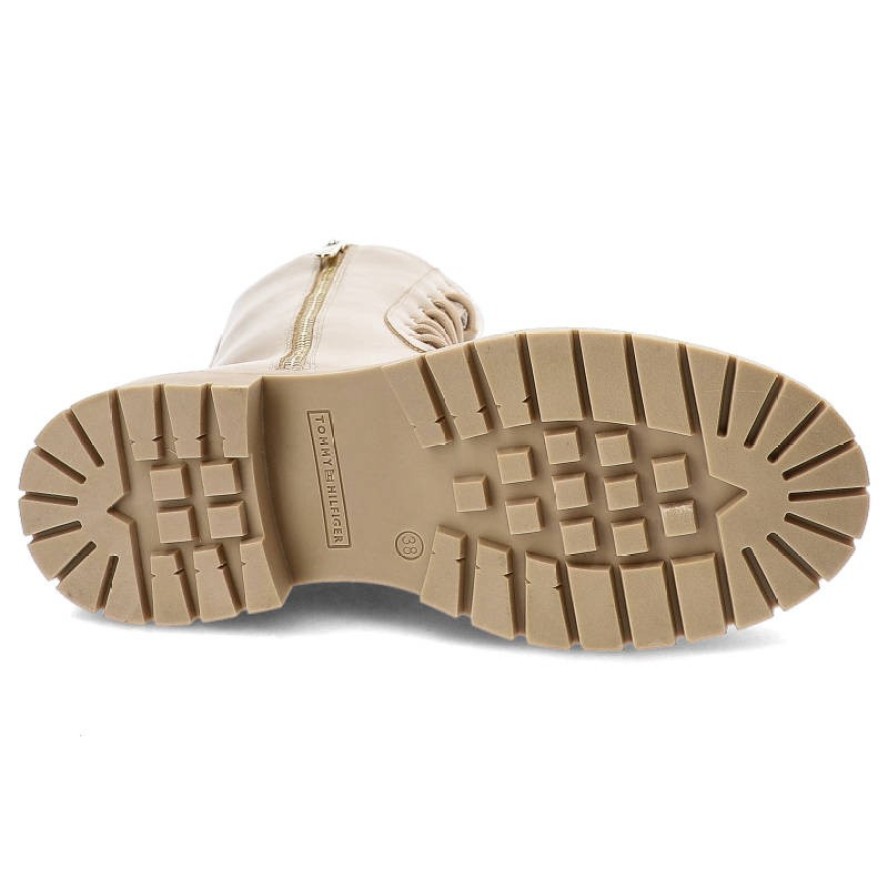 Beżowe Botki Tommy Hilfiger Modne Buty Damskie