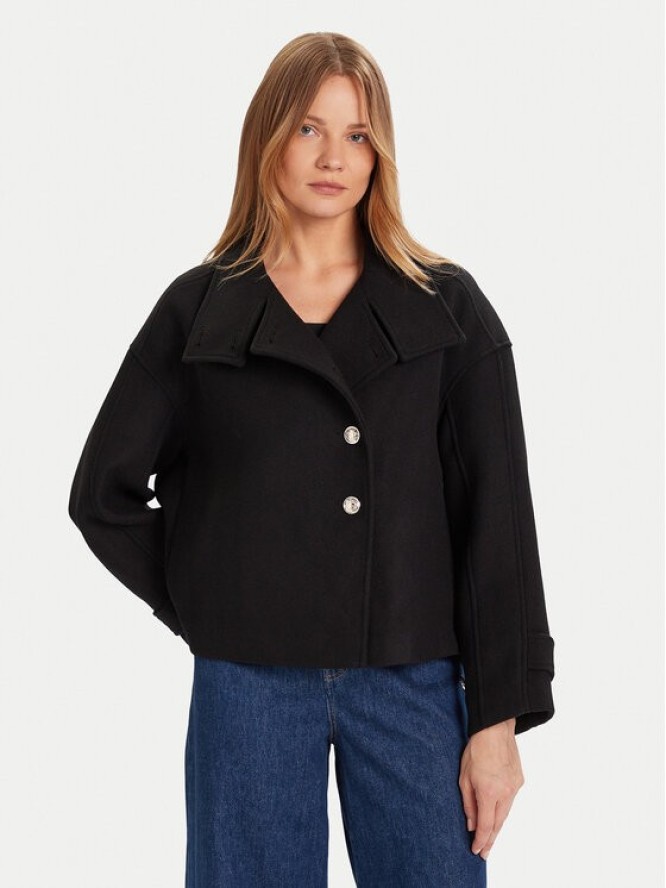 Morgan Płaszcz wełniany 252-GSTAM Czarny Regular Fit