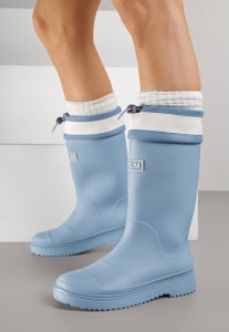 Niebieskie Kalosze Ozdobione Napisem ze Ściągaczem przy Cholewce Voslia