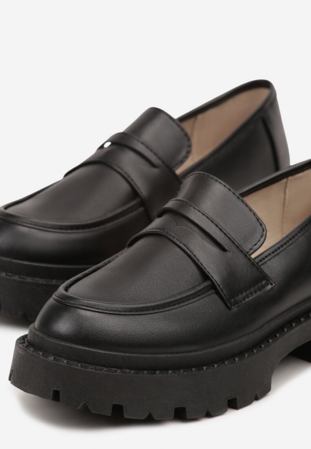 Czarne Mokasyny Vices na Platformie Dionela