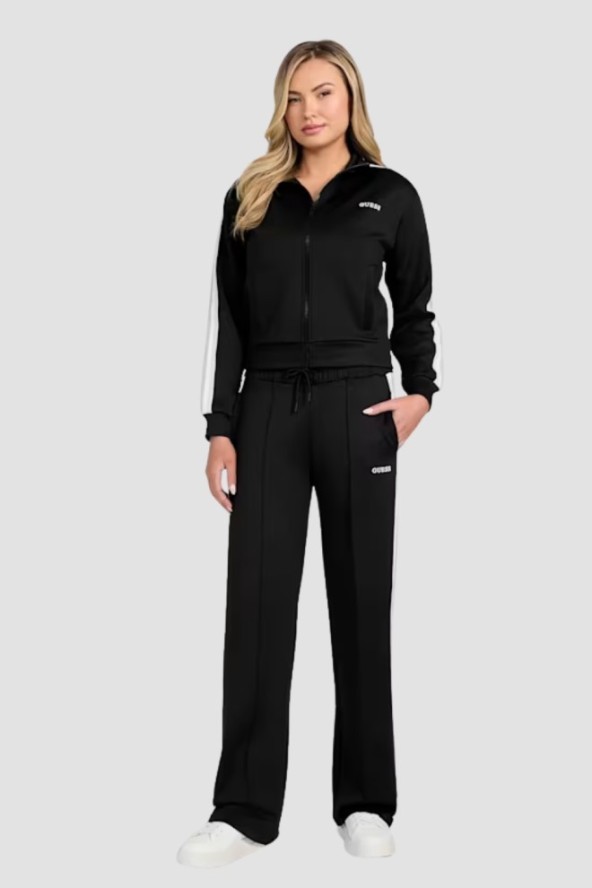 GUESS Czarna damska bluza z lampasami Yarrow, Rozmiar L