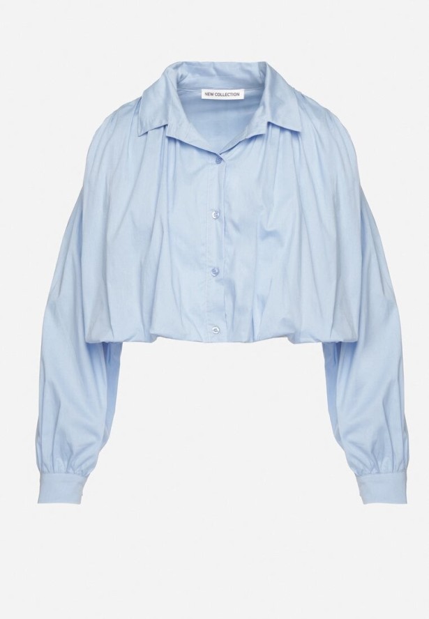 Jasnoniebieska Bawełniana Koszula o Krótkim Kroju Nuriella