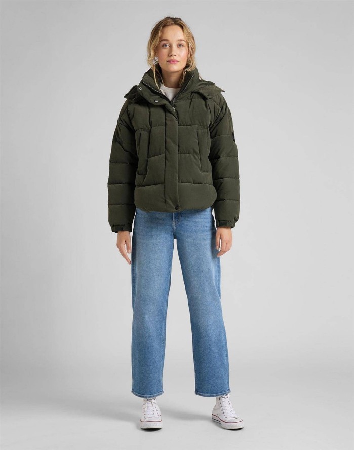 LEE PUFFER JACKET DAMSKA KURTKA ZIMOWA SERPICO GREEN L56VMMOJ 112113117