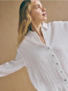 Koszula oversize z bawełnianego muślinu - biały