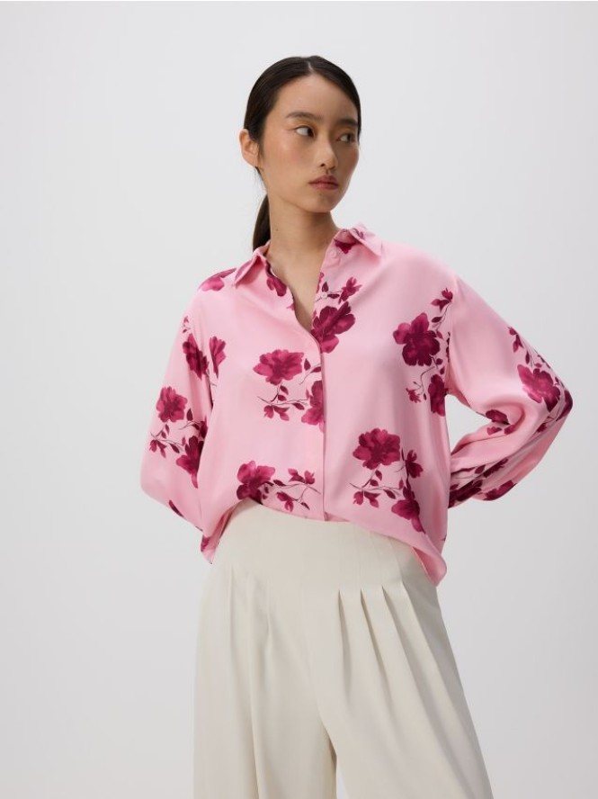 Wzorzysta koszula z wiskozy - wielobarwny