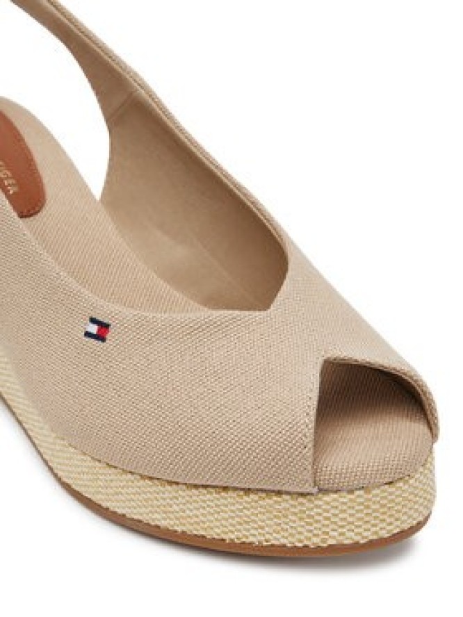 Tommy Hilfiger Sandały Flag Mid Wedge Espad Slingback FW0FW08595 Beżowy
