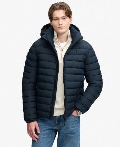 superdry Kurtka pikowana z kapturem Fuji midweight – Navy Blazer