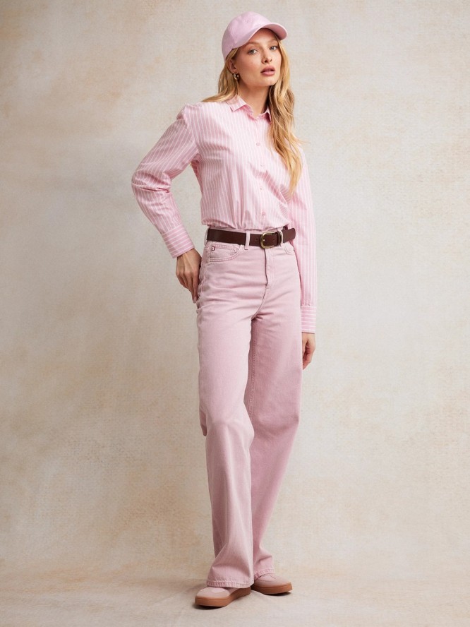 Jeansy damskie z szeroką nogawką różowe Atrea 601