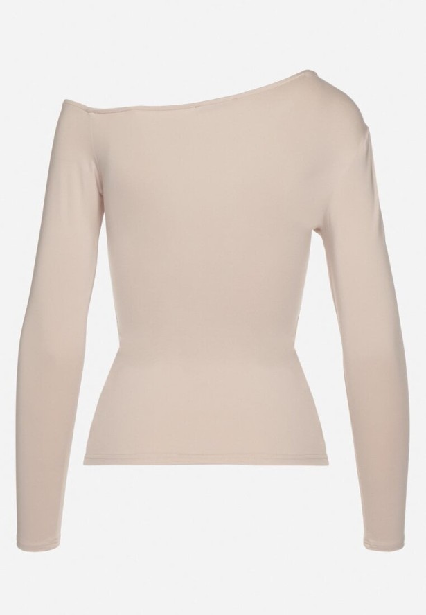 Beżowa Asymetryczna Bluzka z Wiskozą Tatireth