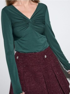 Bluzka z dekoracyjnym marszczeniem - zielony